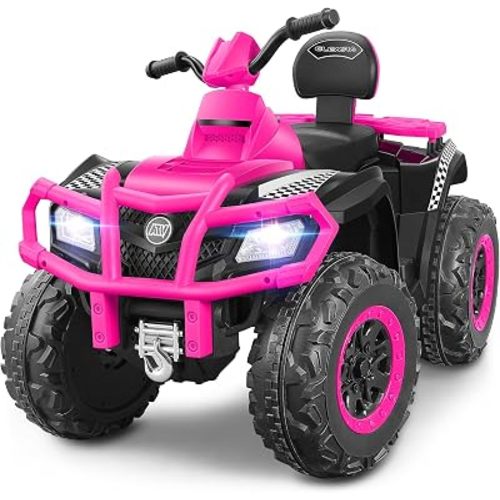 12V 2 Seater Ride on ATV for Big Kids,Off-Road 4 Wheeler Ride on Car,Strong Motor with 4mph Max Speed,w/Bluetooth,LED Lights,Boys & Girls Ride on,Electric Car to Kids, Kids Quad Bike