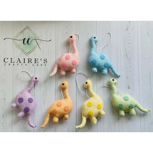 Felt pastel dinosaurs, individual hanging dinosaurs, dinosaur decoration, dinosaur garland, pastel rainbow dinosaurs
