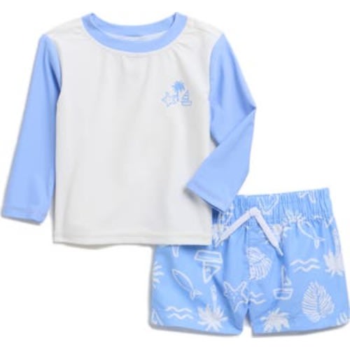 Seaside Long Sleeve Rashguard & Swim Trunks Set