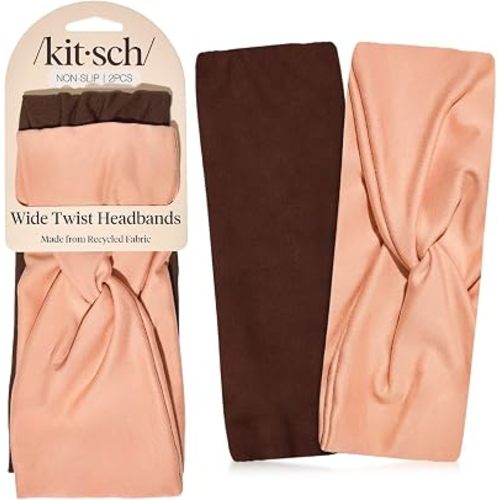 Kitsch Wide Headbands for Women Non Slip - Rosewood, 2pcs