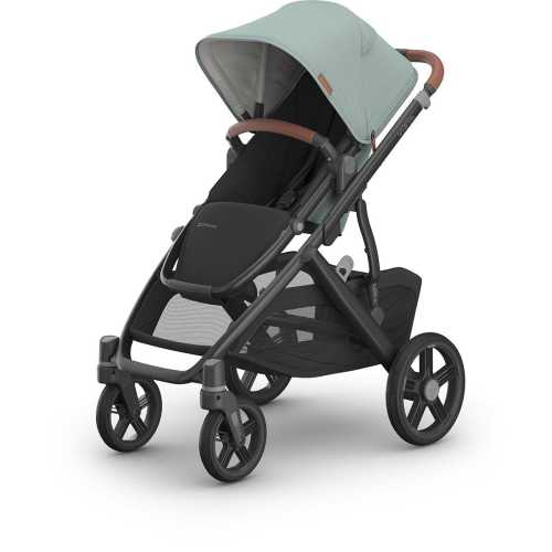 UPPAbaby OPEN BOX Vista V3 Single-to-Double Stroller - Kenzi (Mystic Aqua / Carbon Frame / Saddle Leather)