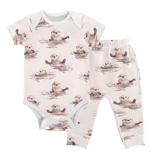 vvfelixl Baby Pants Sets Black Dachshund Long Haired Short Sleeve Baby Clothes for Boys Girls 0-24M