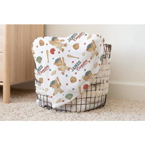 Personalized Baseball Baby Blanket with Name