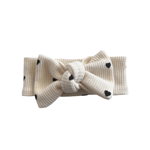 Organic Waffle Knot Bow, Black Heart