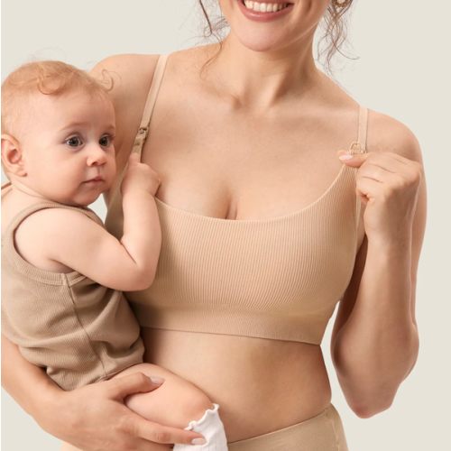 MOMANDA Women's Ribbed Scoop Nursing Bralette