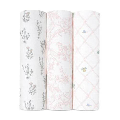 French Floral Silky Swaddles, Pack of 3