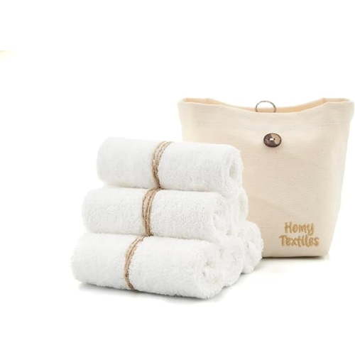 Homy Textiles Ultra-Soft Bamboo Baby Washcloths, Flannel Towels (25x25cm), Gentle on Sensitive Skin, Absorbent & Durable, Pack of 6