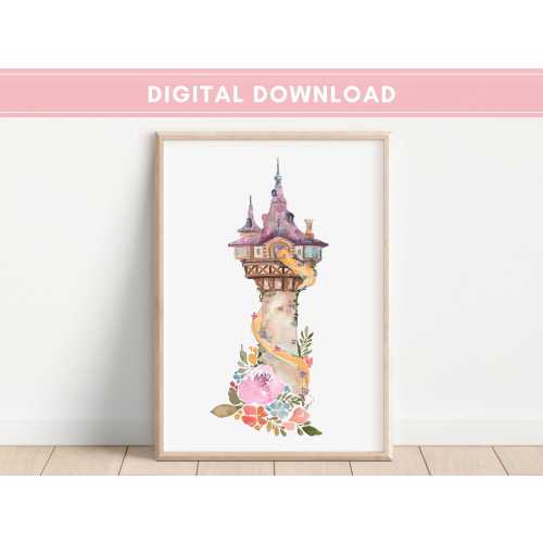 Rapunzel Tower File, Tangled Print, Instant Download, Disney Prints, Disney Wall Art, Disney Princess Castle