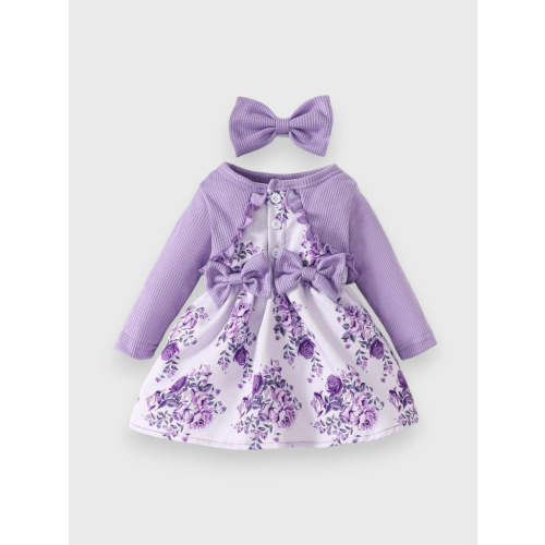 2 Pc Baby Girl Faux Bolero Floral Dress