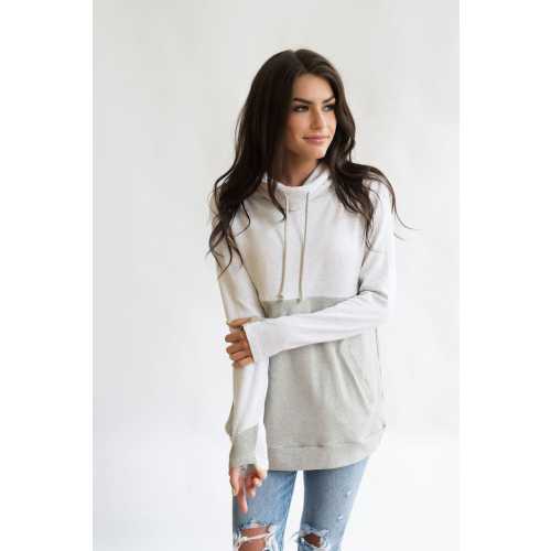Nursing Sweatshirt For Breastfeeding - Light Gray/Gray