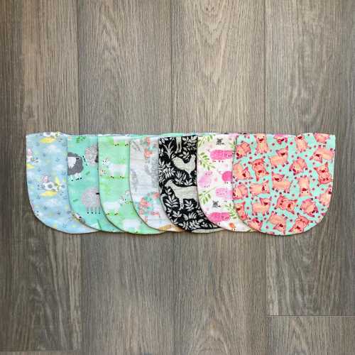 Farm Animals Flannel Baby Bib: Adjustable Reversible Newborn Gift