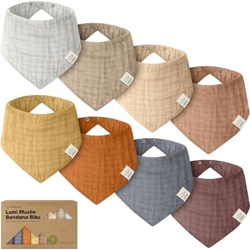 8-Pack Muslin Baby Bibs for Drooling, Teething Bandana Bibs 0-36M (Spice) | Muslin Bandana Drool Bibs for Baby Boys, Girls, Newborn, Teething Toddlers, Infant 0-36 Months, Soft Cotton, Extra Absorbent