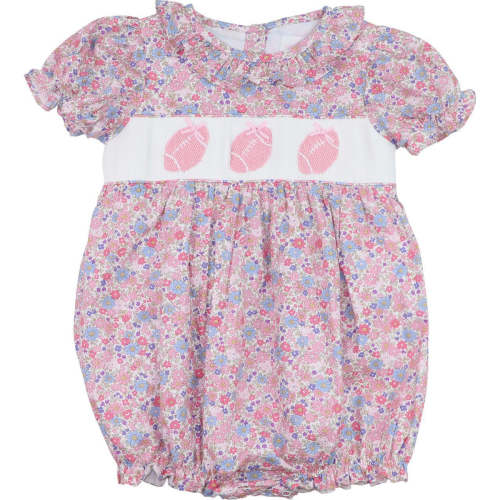 Pink Floral Smocked Football Bubble