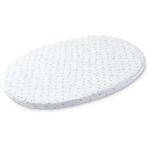 Stokke Sleepi Mini Fitted Sheet by Pehr V2, Grey Dotty - Not Compatible with Mini Mattress Made Before August 2022 - Soft, 100% Organic Cotton