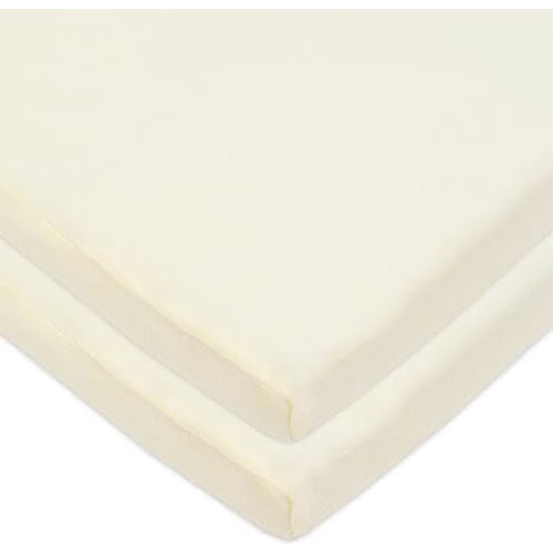 American Baby Company 2 Pack 100% Natural Cotton Fitted Cradle/Bassinet Sheets 36" x 18" - Soft, Breathable & Hypoallergenic Bed Sheets, Ecru, Neutral for Boys & Girls