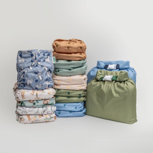 Safari  - Essential Pocket Diaper - Cloth Diaper Starter Bundle - Part Time - 15 Pack