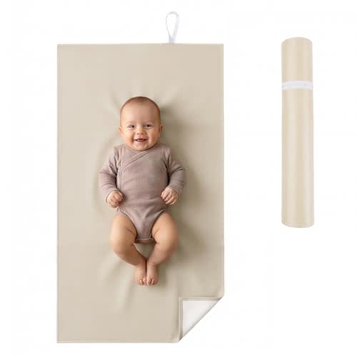 Portable Faux Leather Baby Changing Mat, Waterproof, Wipeable & Foldable Diaper Changing Pad 30x17in, Soft PU Surface Travel Changing Station, Baby Gift for New Parents
