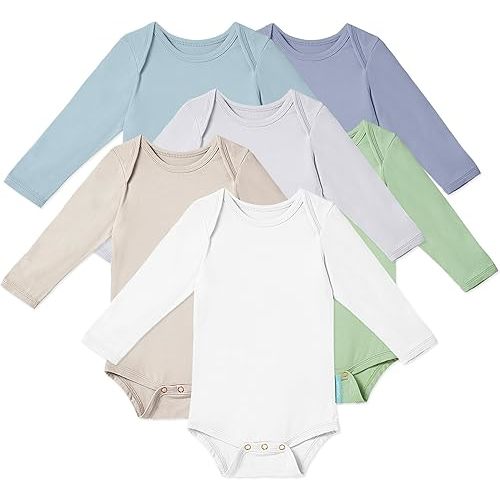 PurComfy Supersoft Long Sleeve Baby Bodysuits, Premium Bamboo Rayon Bodysuit Unisex Boy Girl 0-3-6-9-18-24 months