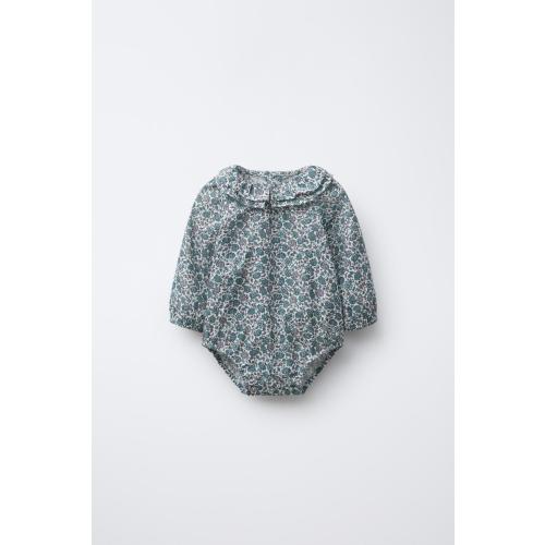 PAISLEY FLORAL BODYSUIT - Bluish | ZARA United States