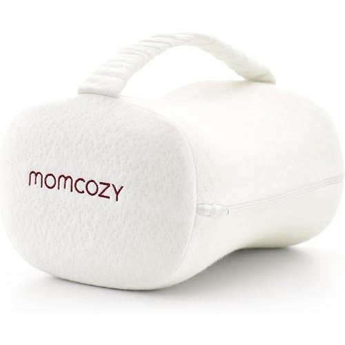 Momcozy Knee Pillow for Side Sleepers, Soft Memory Foam Support Spine Alignment Pregnancy Leg Pillow for HIPS, Back, Sciatica Pain, Fixed Strap for Moving, Wider Contact Even Pressure