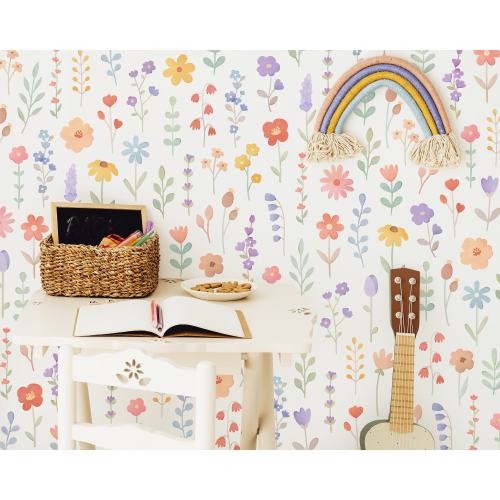 Wildflower Wall Decals - Floral Nursery Decor, Watercolor Flower Wall Art, Daisy Wall Decal, Reusable and Removable Flower Wall Stickers
