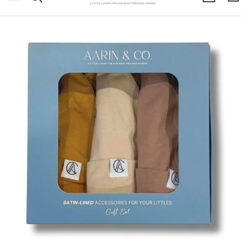 Newborn Satin Lined Jersey Beanie Gift Set-Neutral – Aarin & Co.