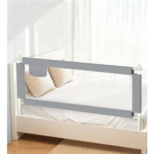 RUPOUN L-Shaped Toddler Bed Rail for Kids, Safety Guardrail, Universal Fit for Full, Queen and Adult Mattresses, Easy Installation, 1.5m, Gray
