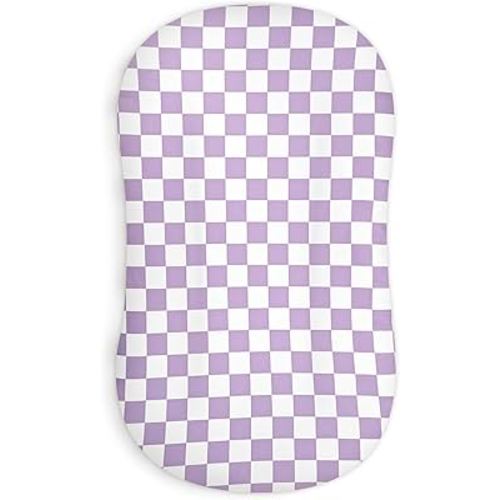 DILIMI Baby Lounger Cover for Boys and Girls, Removable Cover Ultra Soft Comfortable Lounger Slipcover, Purple Checkered (Lounger not Included)