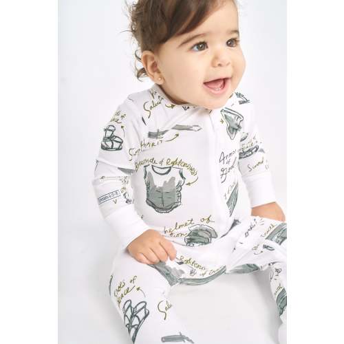 Armor of God White PJ Footed Onesie Bamboo – Holy Pals