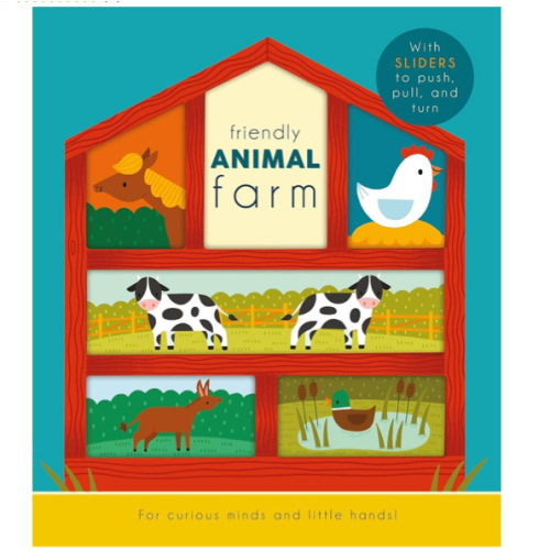 Friendly Animal Farm (Happy Fox Books) Interactive Board Book for Kids Ages 3-6 - Meet Farm Animals like Horses, Sheep, Chickens, Llamas, and More, with Sliders to Make Them Move