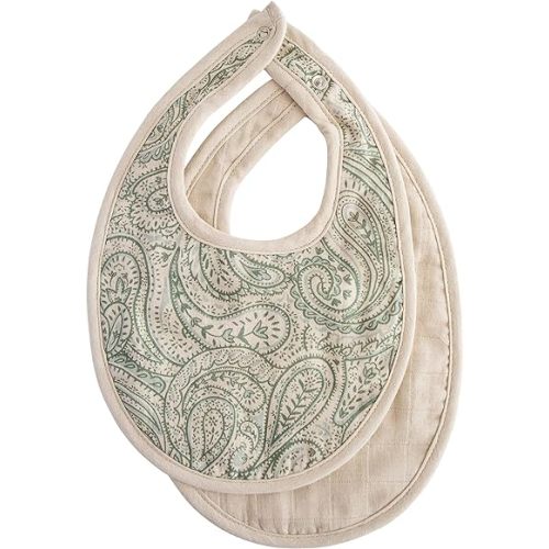 mushie Muslin Baby Bib | Soft Cotton for Infant Drips, Drools & Feedings | Adjustable Fit | 2 Pack
