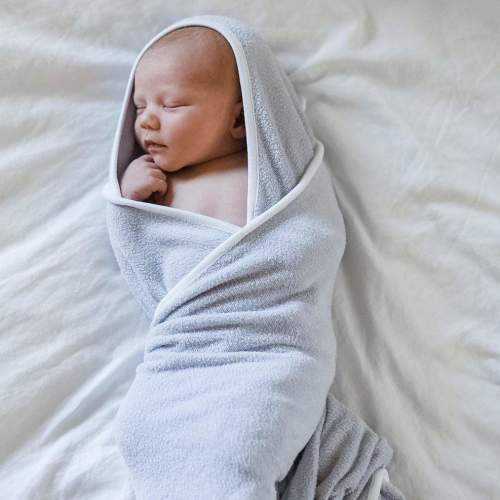 Bamboo Hooded Bath Towel in Storm Cloud Trim | Kyte Baby