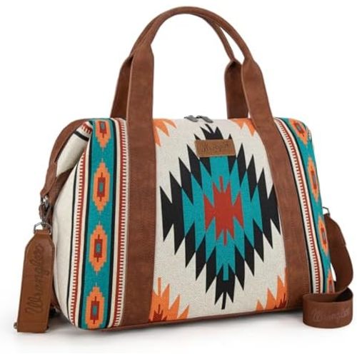 Wrangler Duffel Bag for Women Large Travel Weekender Bag Designer Aztec Carry On Bags, Beige