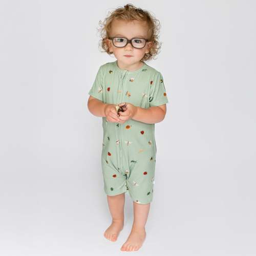 Backyard Bugs Small Ribbed Summer Zip Romper