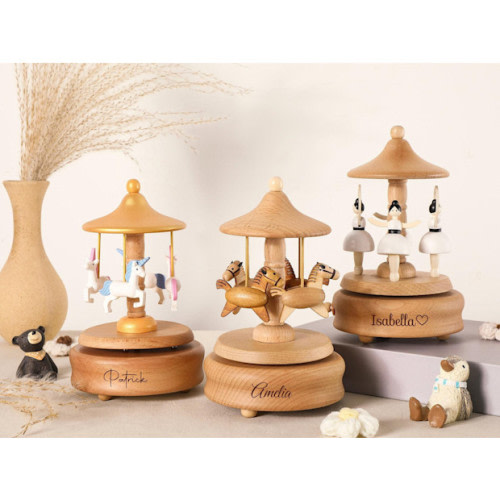 Musical Wooden Ballerina Carousel Keepsake
