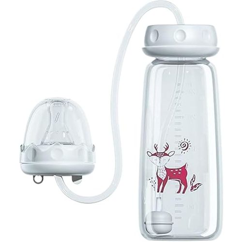 Odetion Hands Free Baby Anti-Colic Bottle, 3 in 1 Adjustable Leakproof Hand Free Baby Feeding Bottle Silicone Nipple Baby Bottle Holder