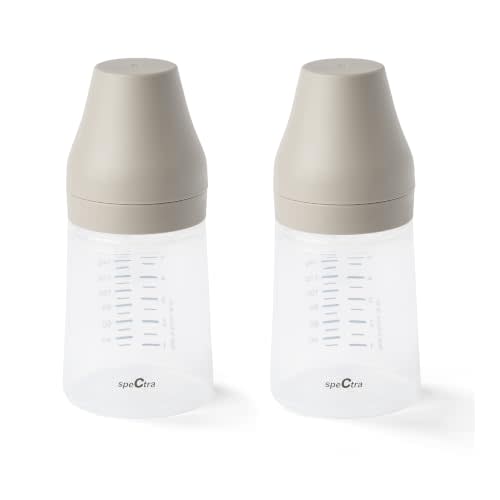 Spectra Baby Wide Neck Baby Bottles for Breast Milk, Pack of 2 | BPA-Free Wide Neck Bottles Compatible with Spectra Wide Neck Breast Shields & Electric Breast Pumps for Storage