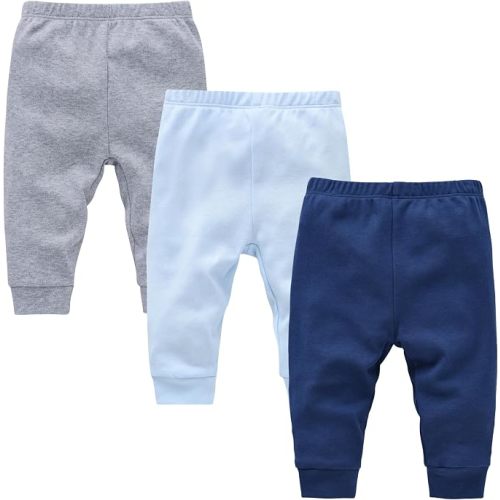 kavkas Infant and Toddler Active Pants Unisex Cotton Trousers Solid Color Baby Basic Jersey Leggings Boy Girl Bottoms