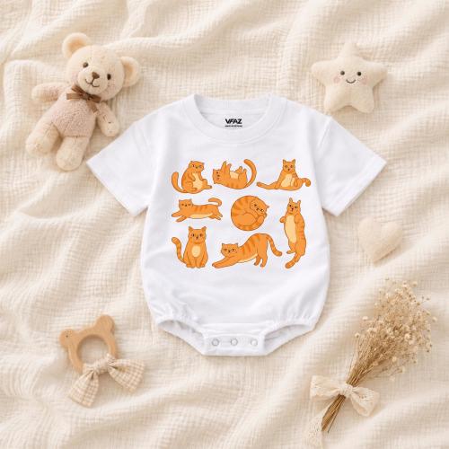 Cute Orange Cat Baby Romper, Tabby Kitten Newborn Outfit, Cat Lover Baby Bodysuit, Gender Neutral Infant Clothes, Baby Shower Gifts