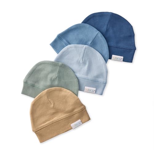 Butterblu Charlie 5-Pack Caps 100% Organic Cotton Beanie Hats | GOTS certified Organic Cotton for Baby Girls, Boys, Unisex, Multicolor Made to Match Caps