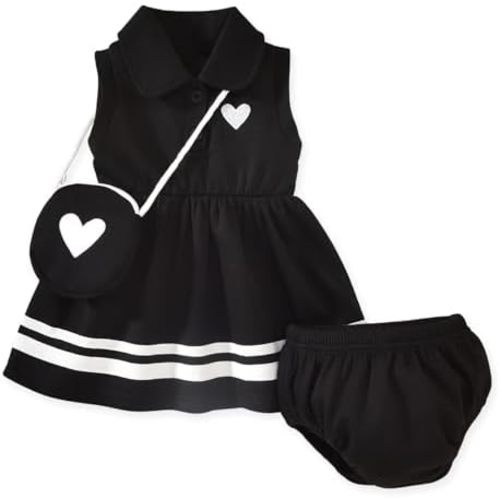 Newborn Baby Girl Sleeveless Polo Dress with Matching Bloomers