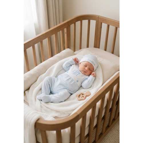 Personalized Baby Boy Outfit - Pima Cotton Embroidered Baby Set with Hat - Custom Monogram Newborn Gift - Luxury Baby Clothes