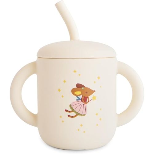 mushie 100% Silicone Training Cup & Straw for Toddlers | 6 Months+ (Fairy Mice)