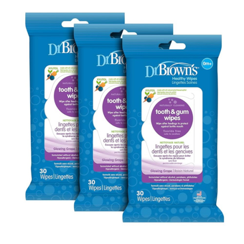 Dr. Brown's Tooth and Gum Wipes, 30 Count, 3-Pack