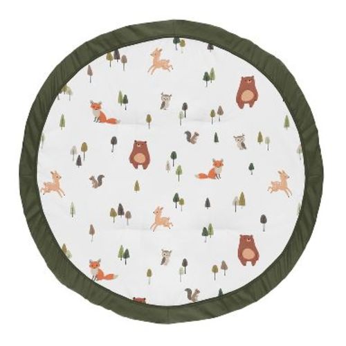 Sweet Jojo Designs Boy, Girl, Unisex/Gender Neutral Baby Tummy Time Playmat Woodland Animal Pals Green, Beige, Brown & Orange