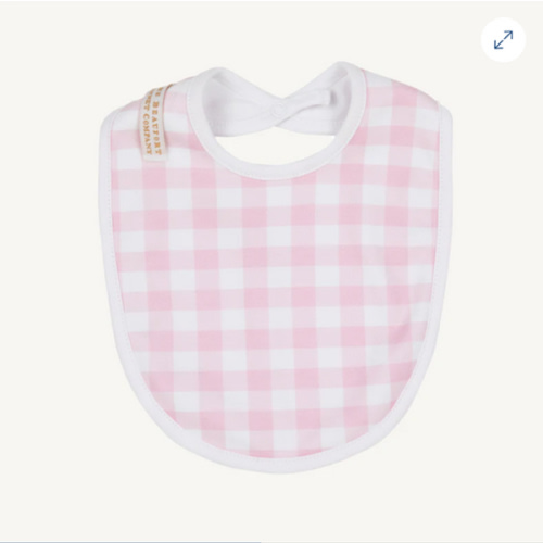 TBBC Burp Me Bib - Palm Beach Pink Gingham with Worth Avenue White