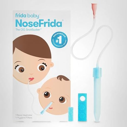 Frida Baby NoseFrida SnotSucker for Baby, Nasal Aspirator for Baby, Nose Sucker Baby Nasal Aspirator & 4 Hygiene Filters to Help Baby Breathe Easy