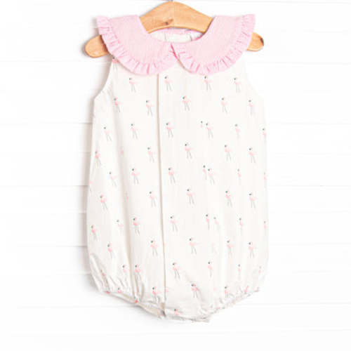 Frills and Flamingos Bubble, Pink – Stitchy Fish 3 month