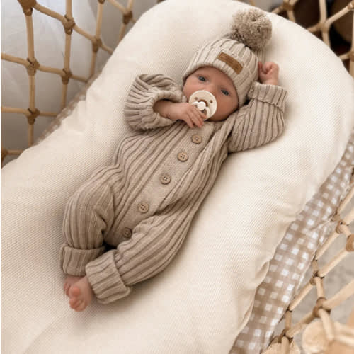 Little B's Chunky Rib Baby Jumpsuit - Oak