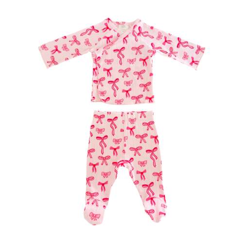 Pink Bows / Organic Pointelle Newborn Set – SpearmintLOVE